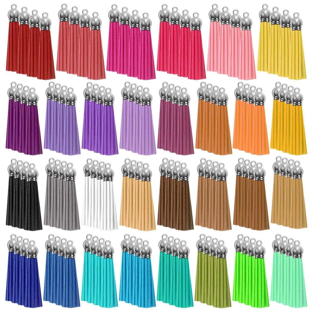 5826 120Pcs Keychain Tassels Bulk Crafts, Leather Key Chain Charms